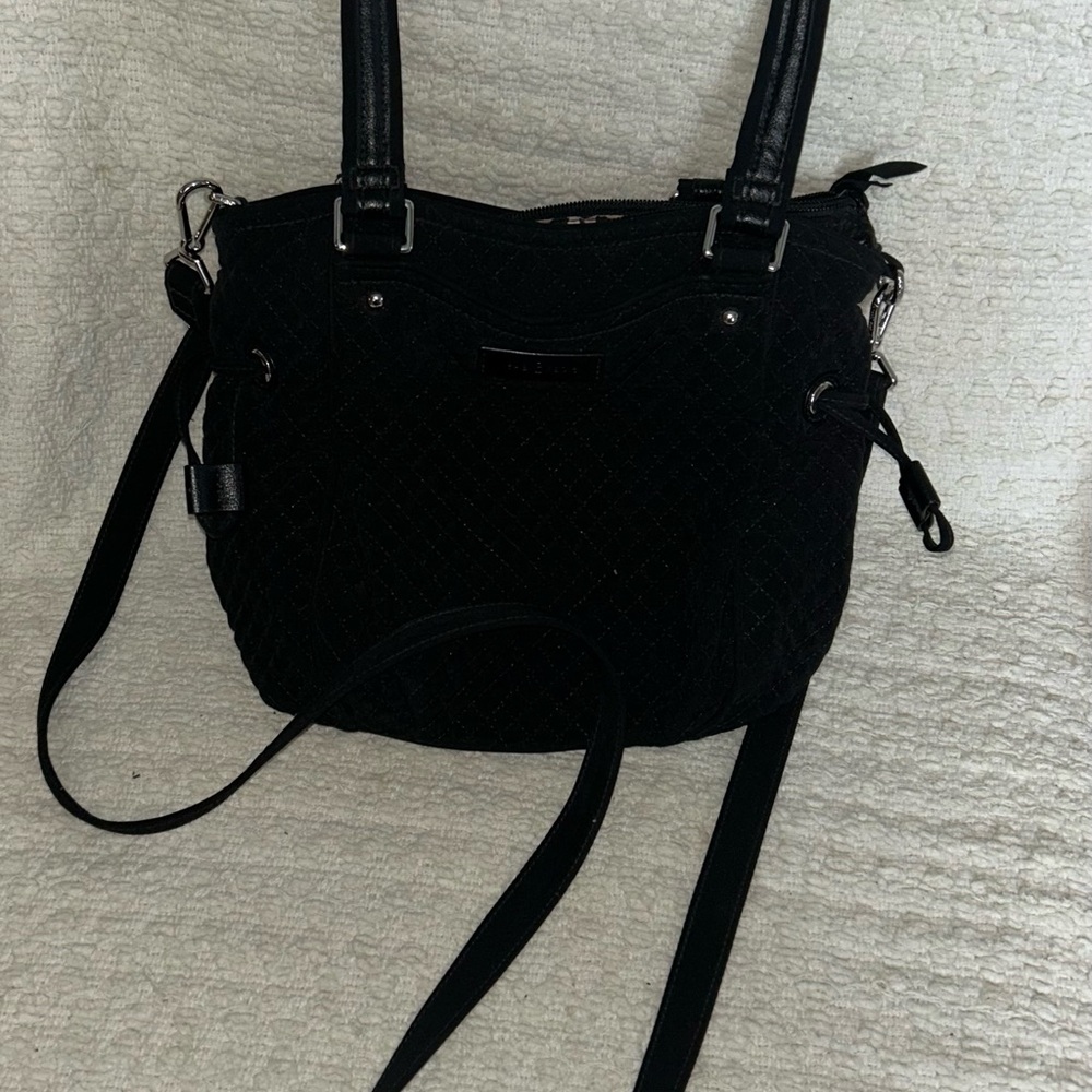 Vera Bradley Glenna Satchel Bag in Microfiber "Classic Black" Purse Crossbody